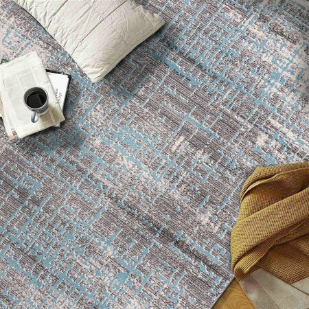 World Rug Gallery Distressed Abstract Design Non Shedding Soft Area Rug 2' x 7' Blue 394BLUE2x7